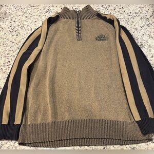 Harley-Davidson Tan and Black Stripe Half-Zip Sweater